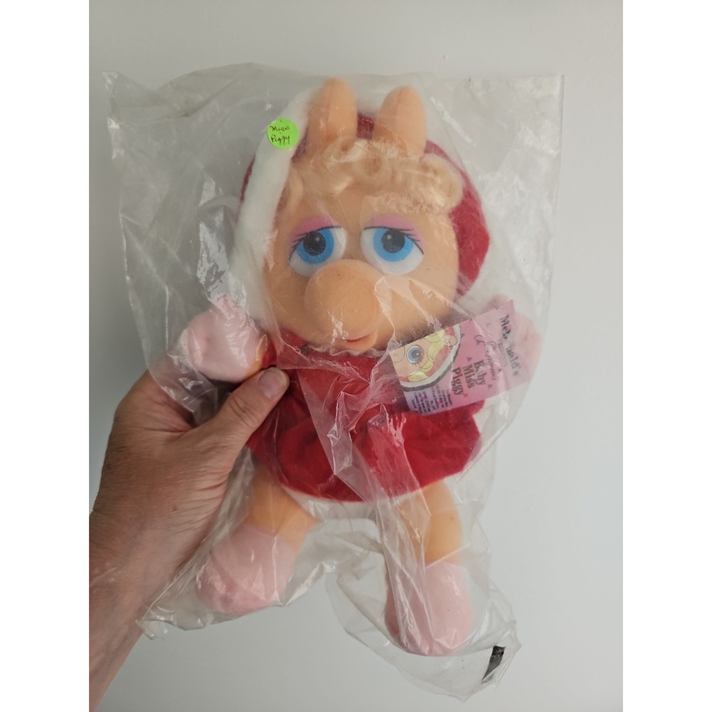 Vintage 1987 Baby Miss Piggy Xmas Plush Doll Mrs Claus McDonalds Muppets NIP